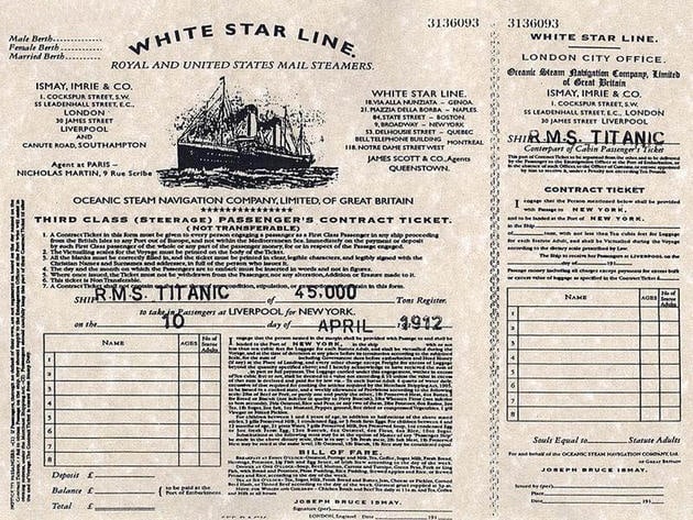 A ticket for the Titanic