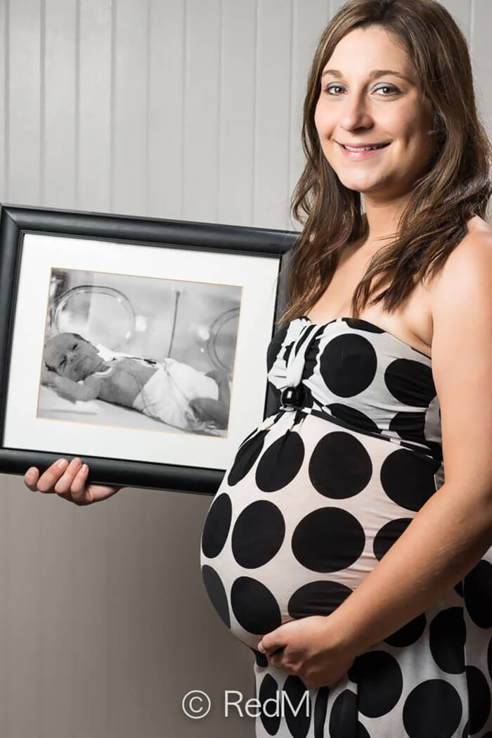 Tamica, born at 32 weeks (and 26 weeks pregnant at the time of the photo)