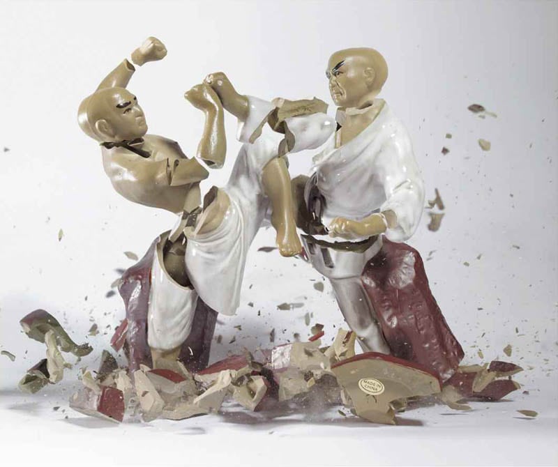 1397 crashing porcelain action figures by martin klimas