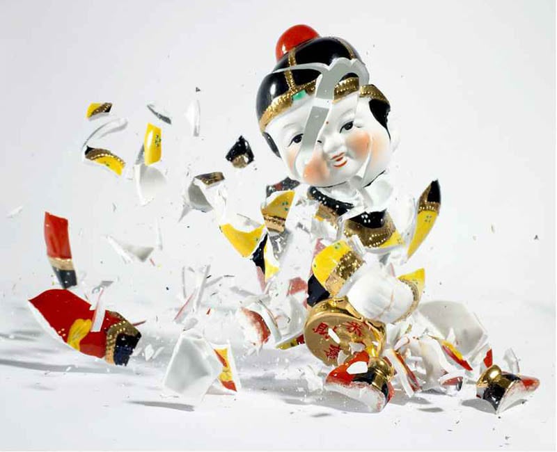 3183 crashing porcelain action figures by martin klimas