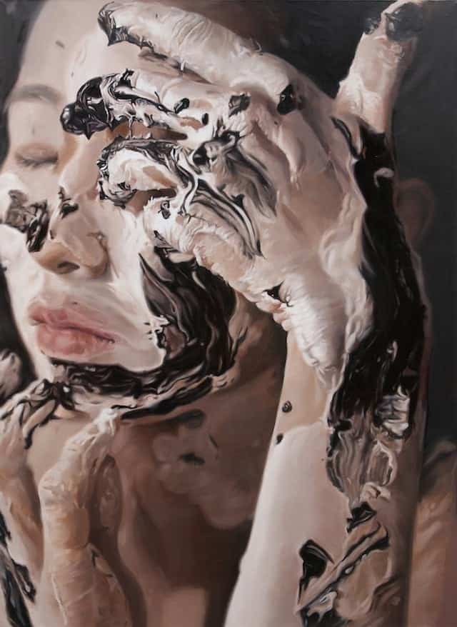 The Mess Of Emotion Hyperrealistic Paintings Of A Woman Covered In Paint Freeyork