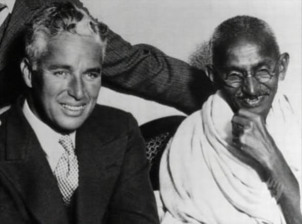 Charlie Chaplin and Mahatma Gandhi