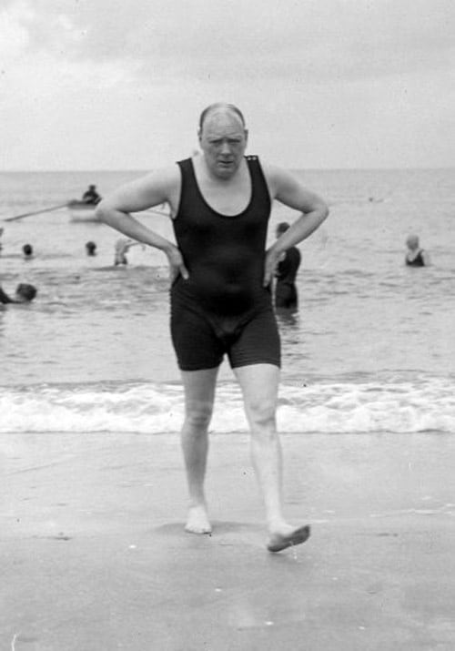 Winston Churchill in a swimsuit, 1922