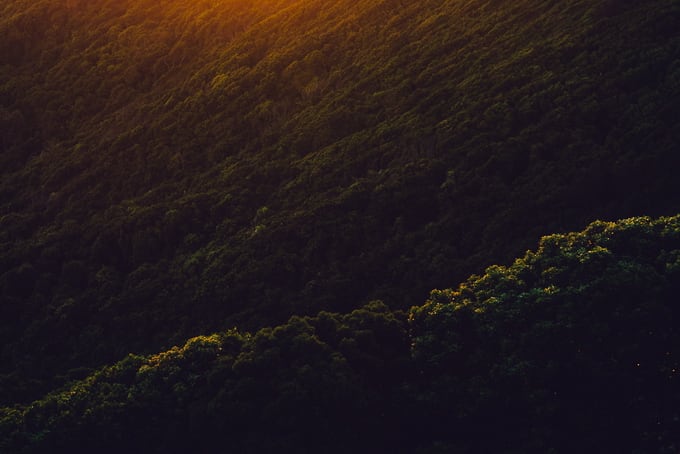 Sunset over the hills in Byron Bay