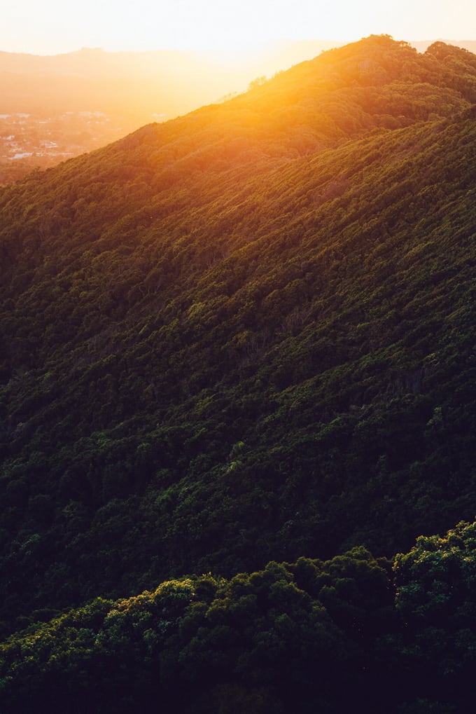 Sunset over the hills in Byron Bay