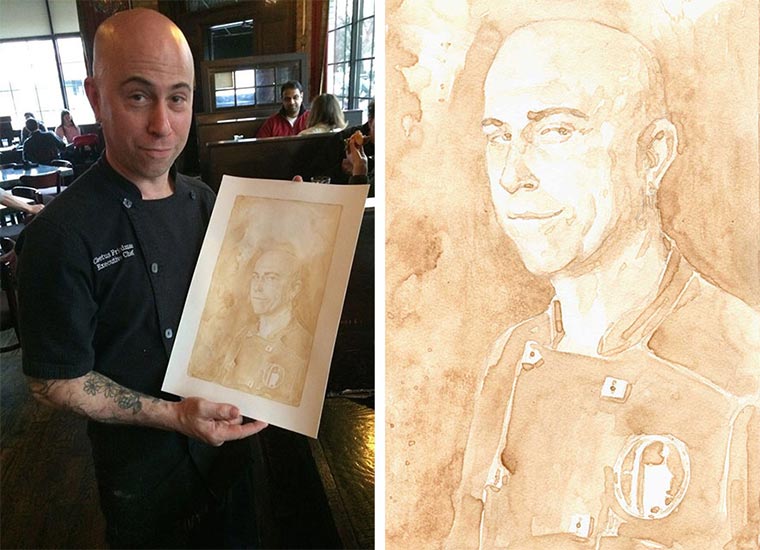 a man standing in beer painting