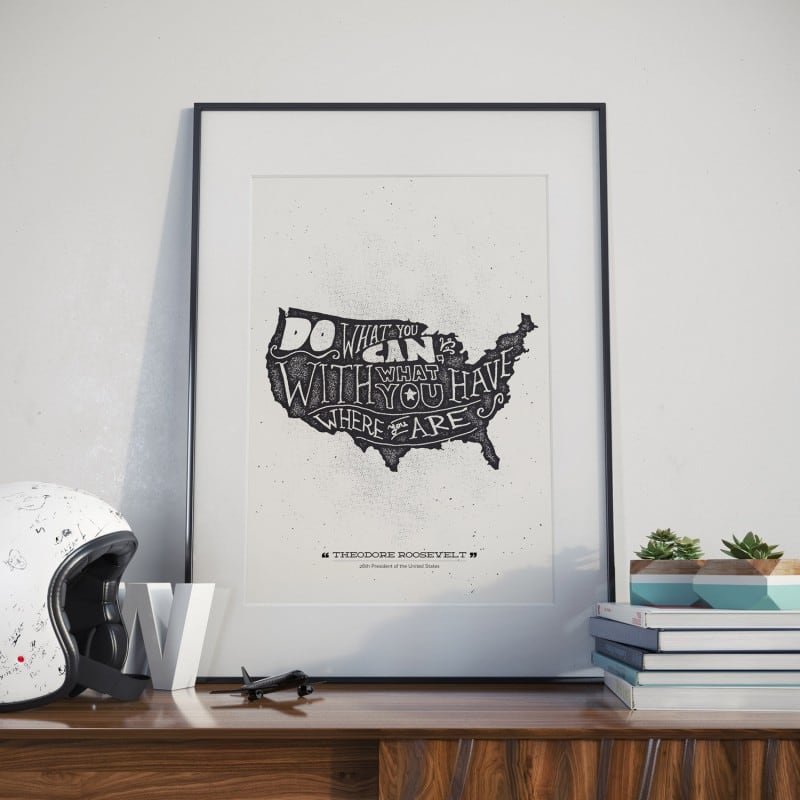 theodore roosevelt hand lettered poster quote