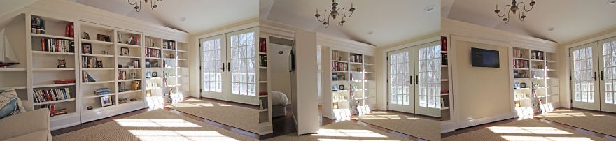 A Billy bookcase used as a hidden door