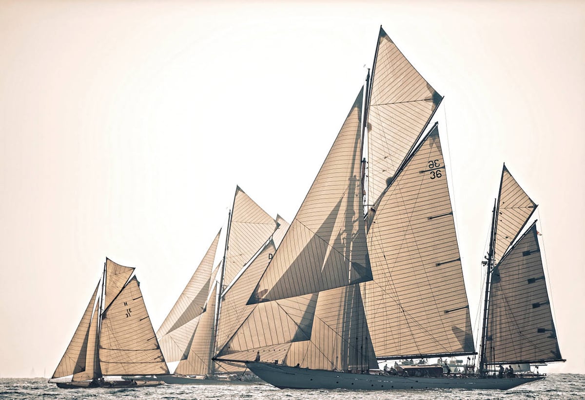 ESTEREL, Sail Number: H 31, LOA: 12.97m, Year: 1912, Type: 8MJI AURIQUE, Shipyard: LEON SIBILLE, Architect: LEON SIBILLE& LOUIS GROSSI THENDARA, Sail Number: 36, LOA: 36m, Year: 1937, Type: KETCH AURIQUE, Shipyard: STEPHEN & SONS, Architect: ALFRED MYLNE MARISKA, Sail Number: D 1, LOA: 23.4m, Year: 1908, Type: 15MJI, Shipyard: FAIRLIE, Architect: W FIFE III