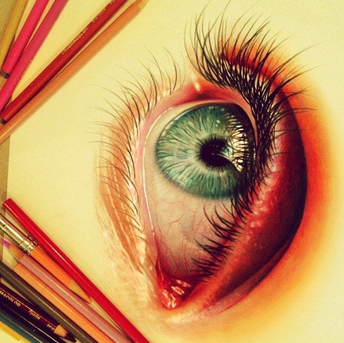 realistic color pencil drawing eye