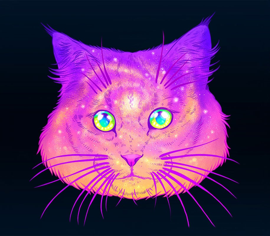 Galactic Cats: Jen Bartel's Psychedelic Drawings Unite Cats And Space ...