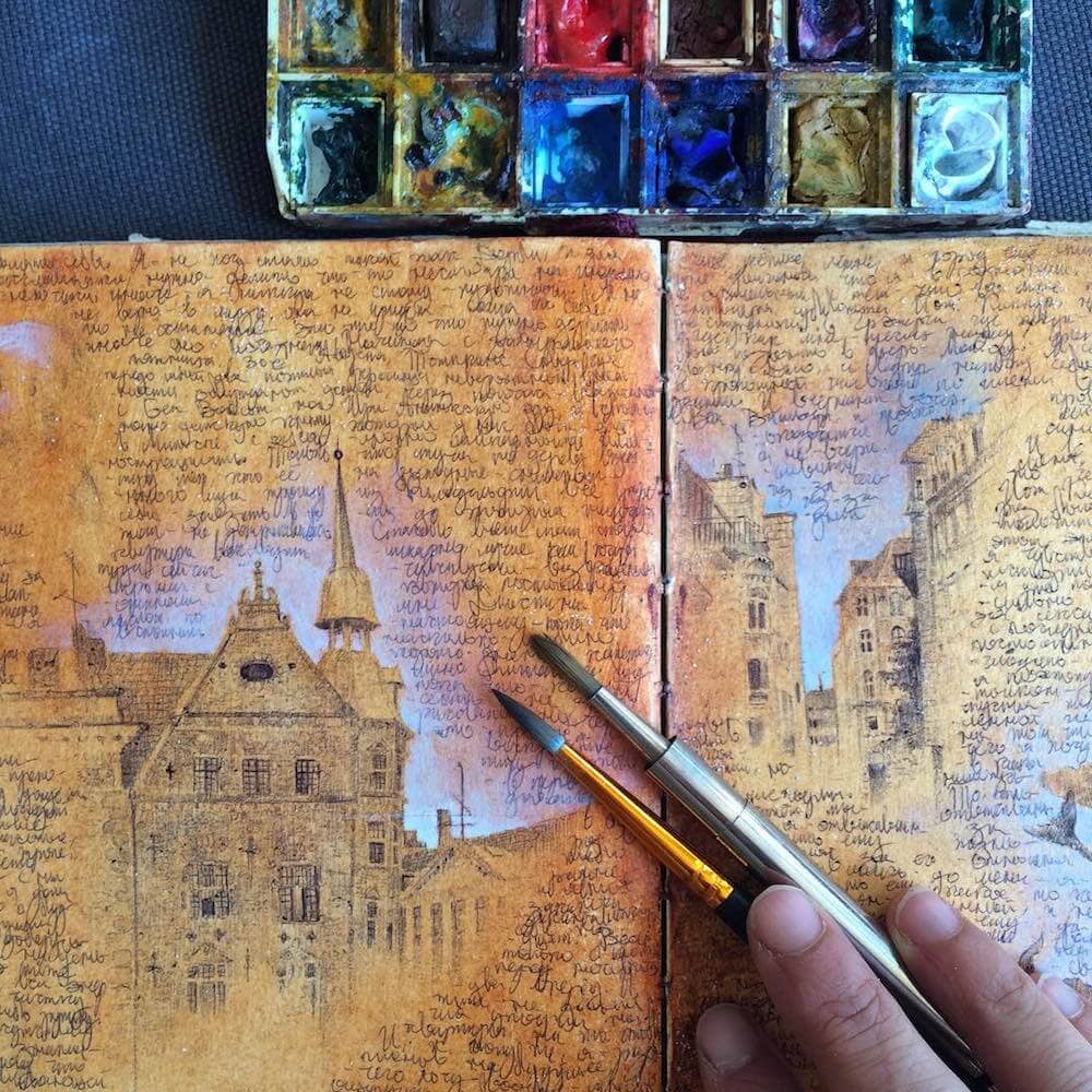 Watercolor Sketchbooks by Artist Dina Brodsky FREEYORK