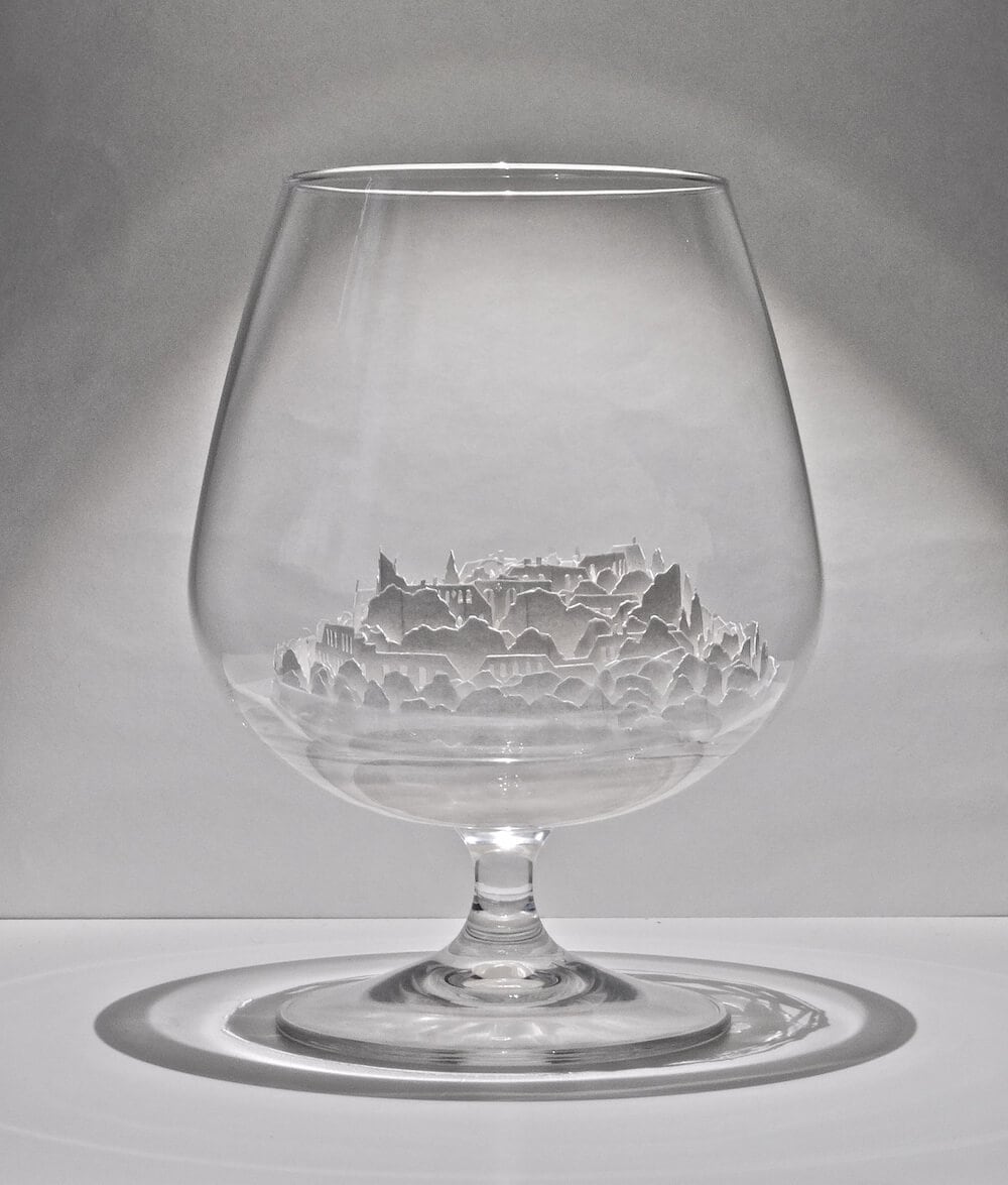 Paper Cities Inside of a Glass Vessels by Ayumi Shibata
