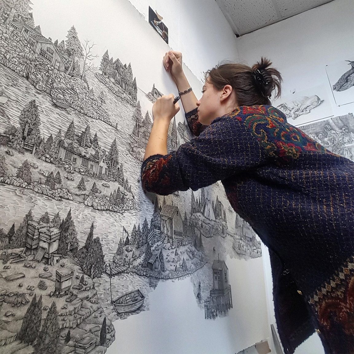 Artist Meticulously Creates Pen and Ink Drawings of Dreamy Landscapes