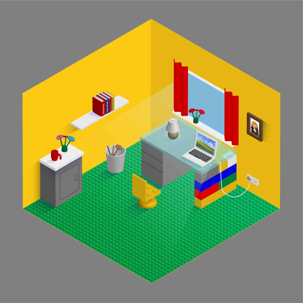 Mock-up of a home office designed by Lego