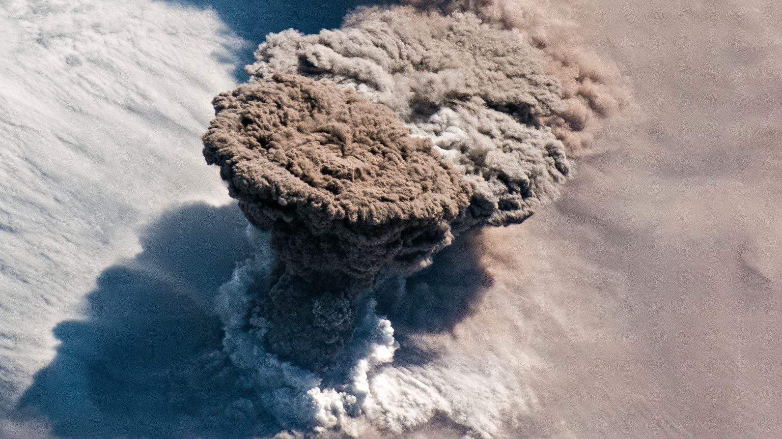 NASA captured aerial shots of the enormous volcanic eruption in Russia